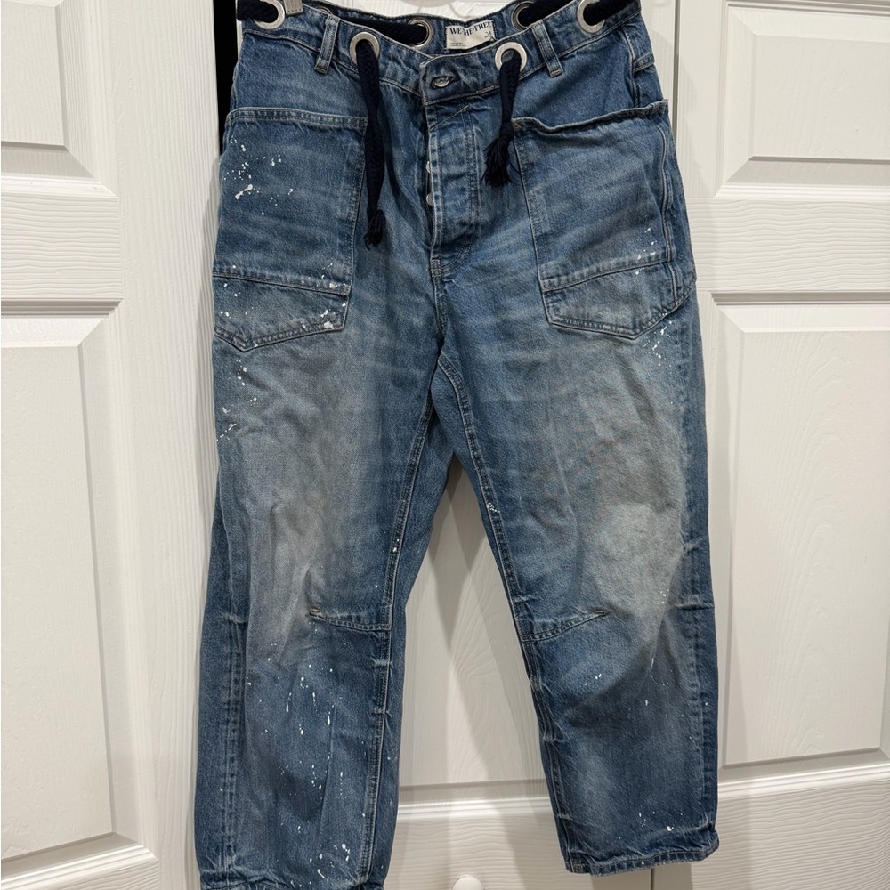 Free people moxie Blue Jeans with Drawstring Waist